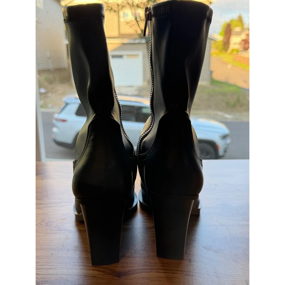 Dolce Vita Black Rutger Leather Pointed Toe Block Heel Booties Sz 7 NWOTS - Picture 8 of 10